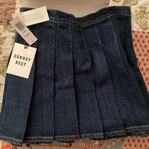 Denim Pleated Skirt